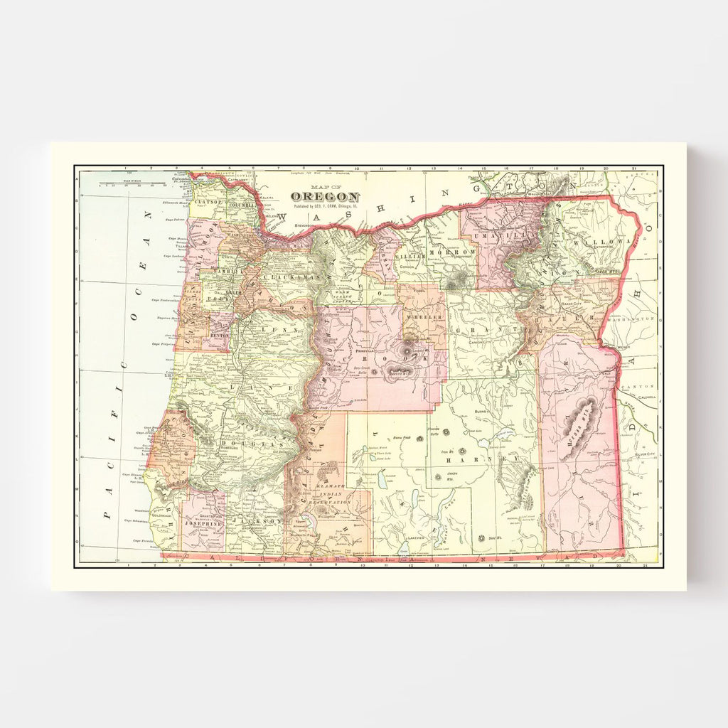 Vintage Map of Oregon 1909
