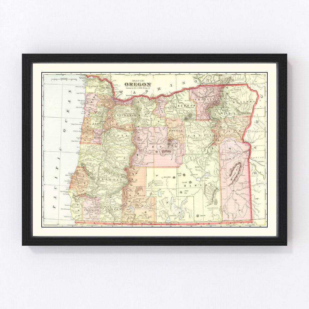 Vintage Map of Oregon 1909