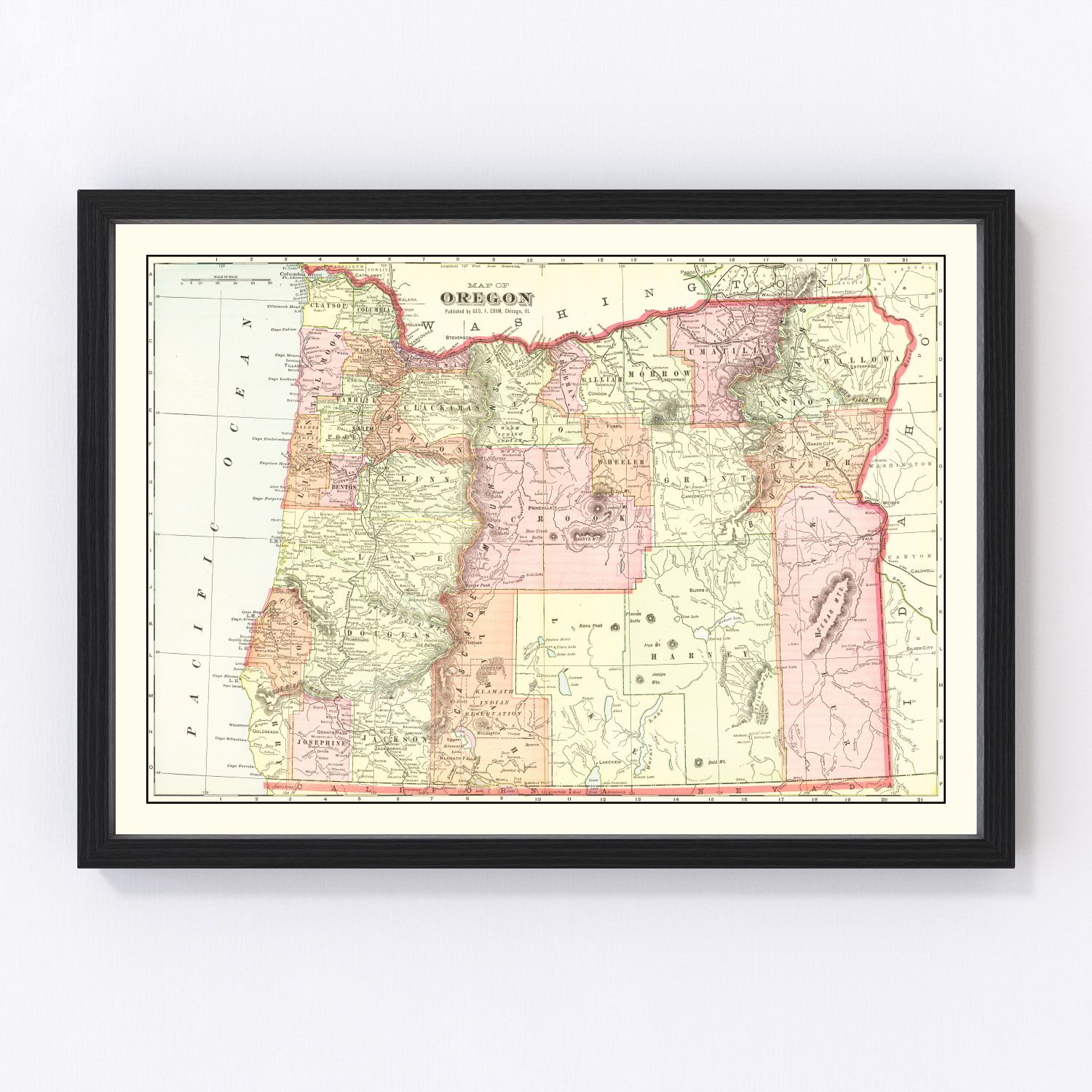 Vintage Map of Oregon 1909