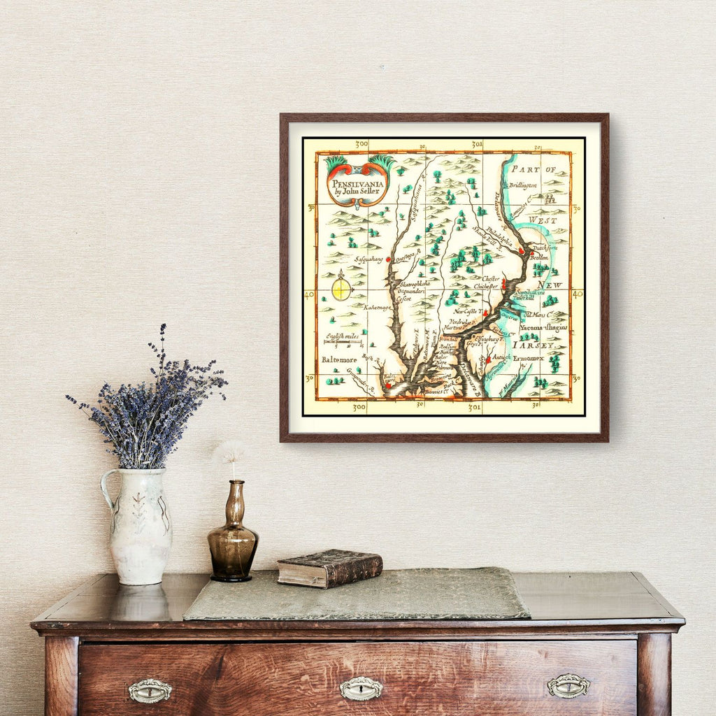 Vintage Map of Pennsylvania 1690