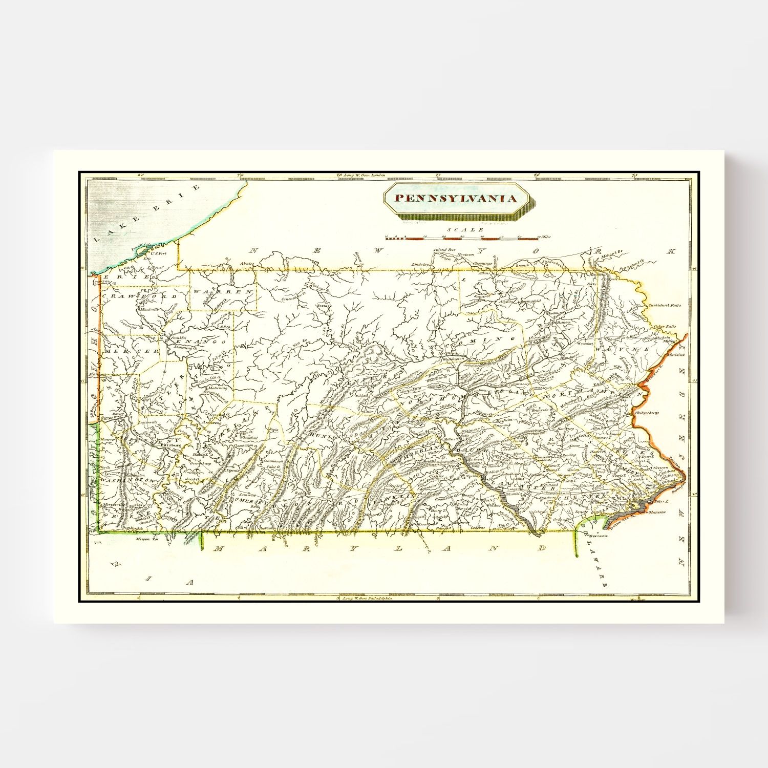 Vintage Map of Pennsylvania 1804