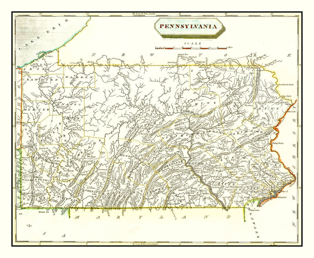 Vintage Map of Pennsylvania 1804