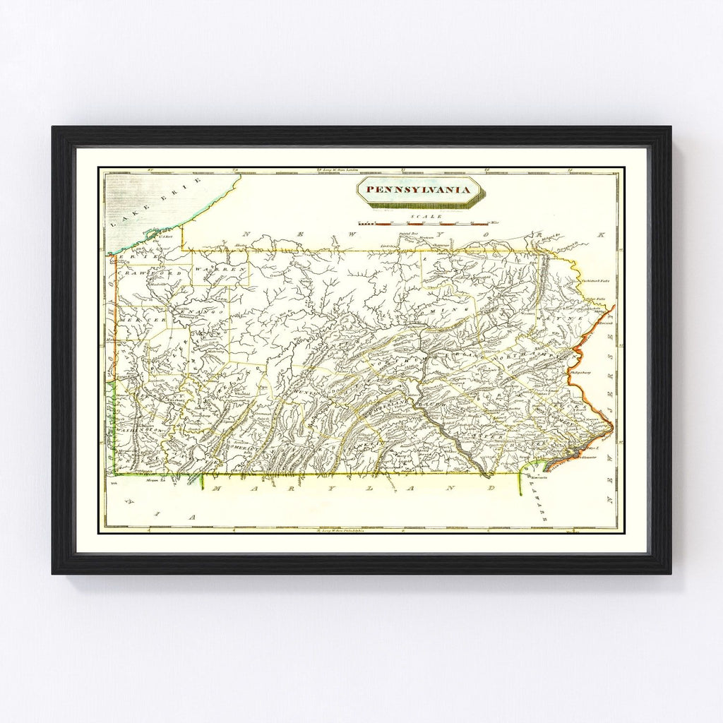 Vintage Map of Pennsylvania 1804
