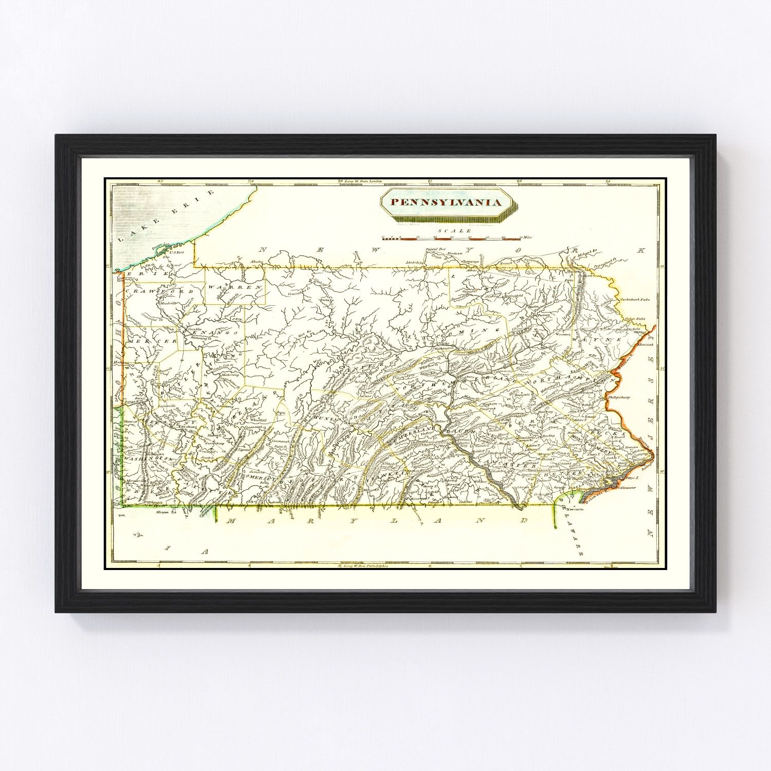 Vintage Map of Pennsylvania 1804
