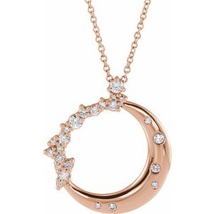 14K Rose Gold 1/4 CTW Natural Diamond Crescent Moon 16-18" Necklace
