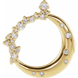 14K Yellow Gold 1/4 CTW Lab-Grown Diamond Crescent Moon Pendant