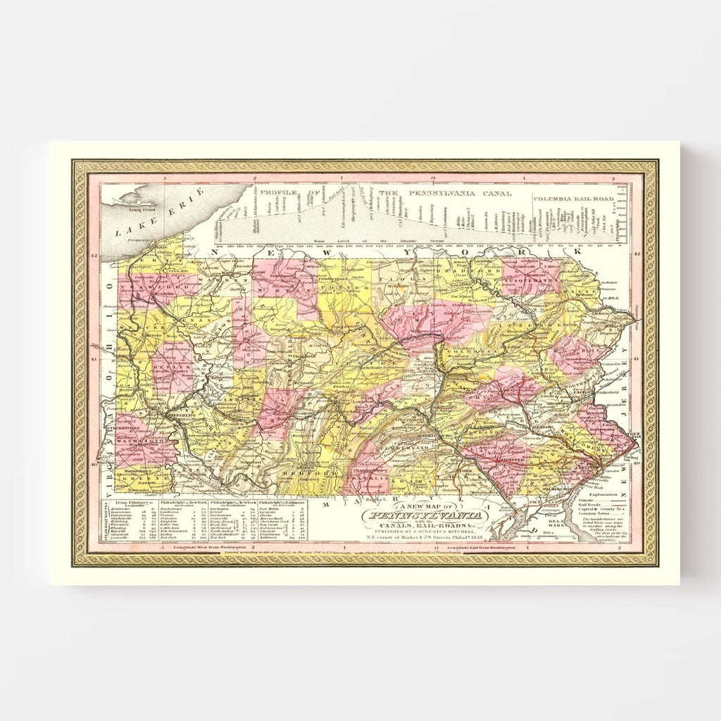 Vintage Map of Pennsylvania 1836
