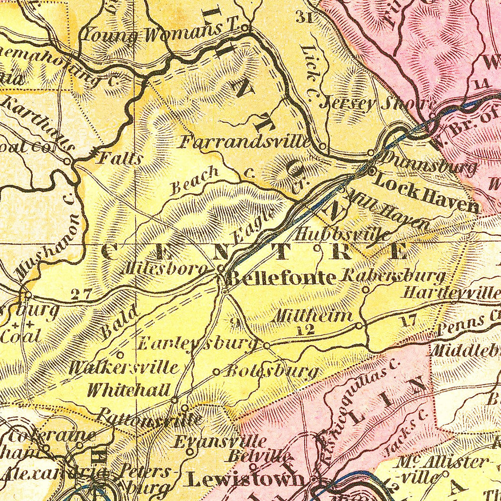 Vintage Map of Pennsylvania 1836