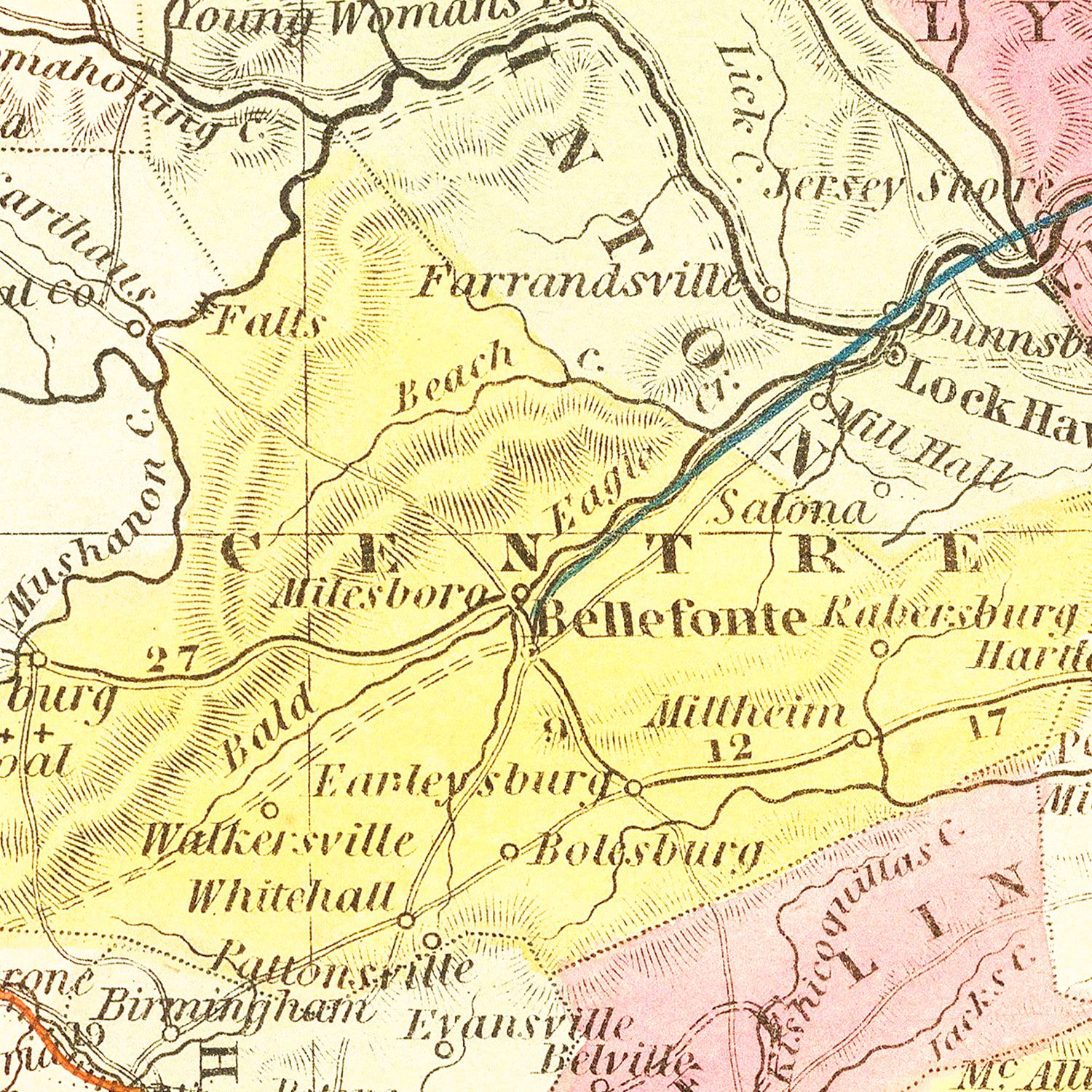 Vintage Map of Pennsylvania 1850