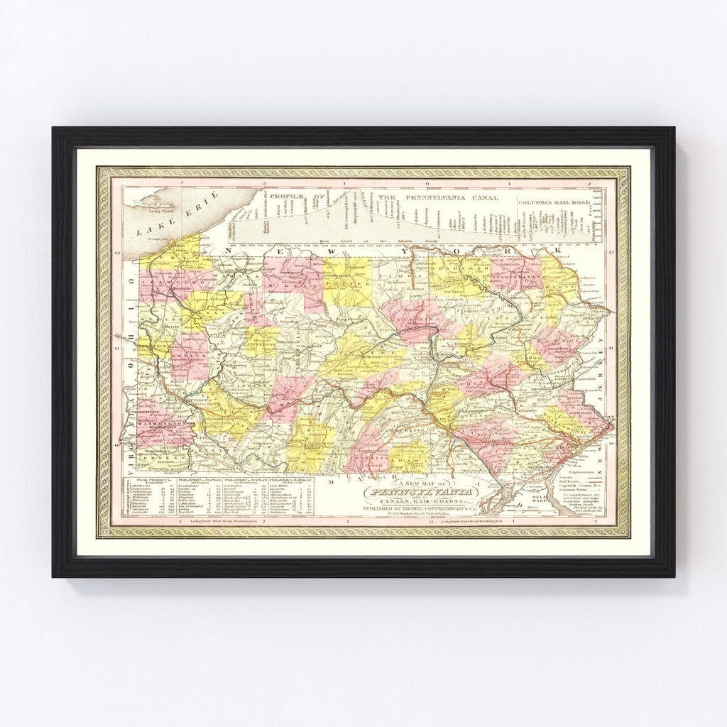 Vintage Map of Pennsylvania 1850