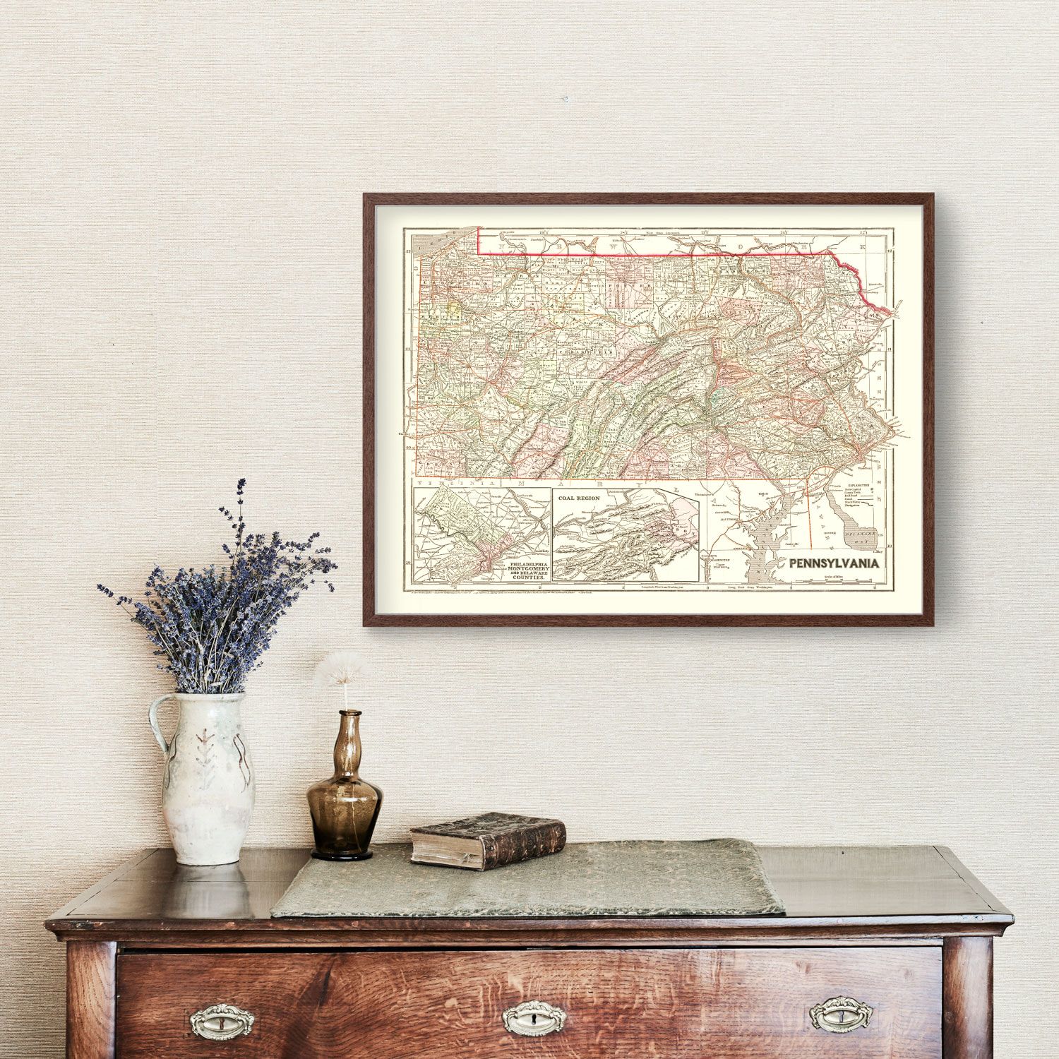 Vintage Map of Pennsylvania 1856