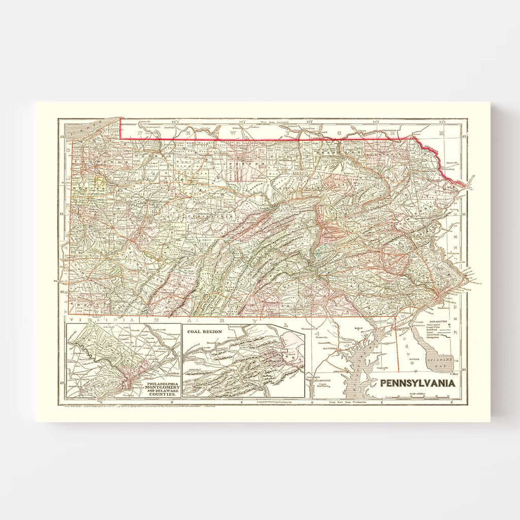 Vintage Map of Pennsylvania 1856