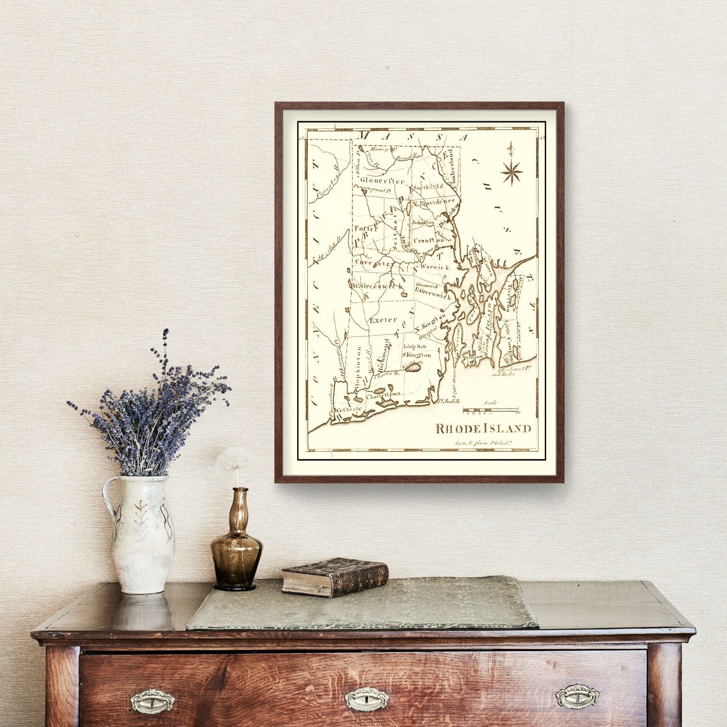 Vintage Map of Rhode Island 1795