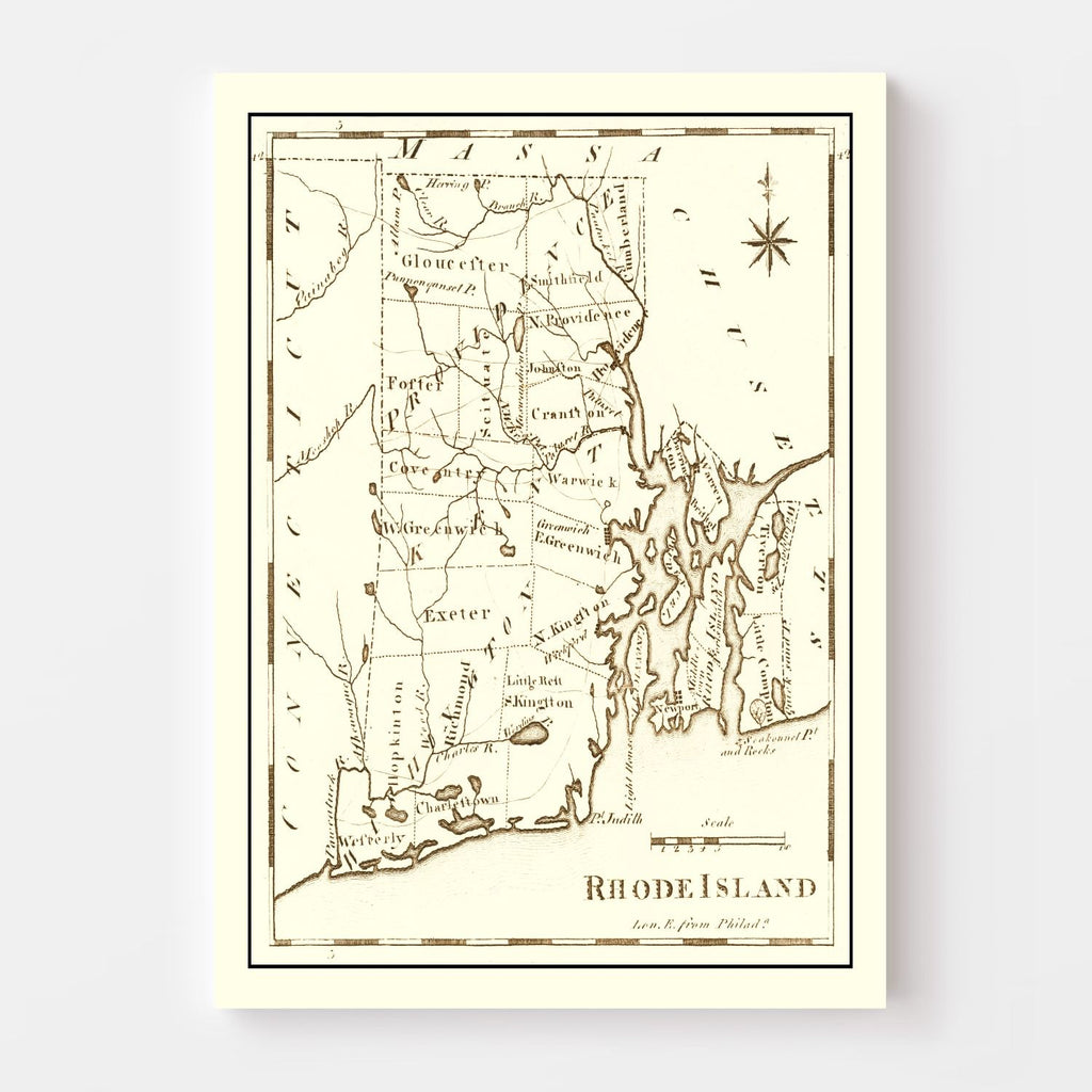 Vintage Map of Rhode Island 1795