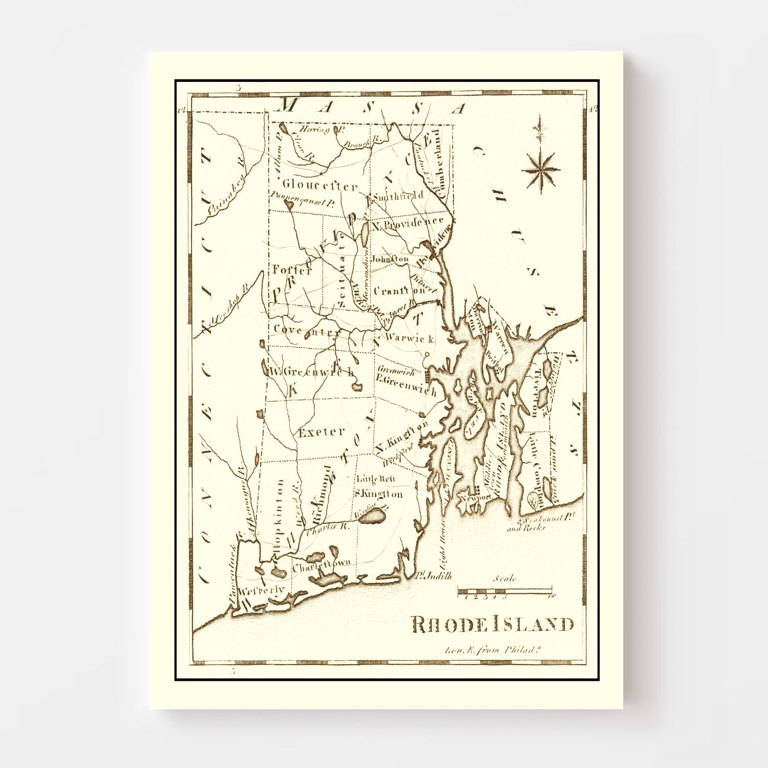 Vintage Map of Rhode Island 1795
