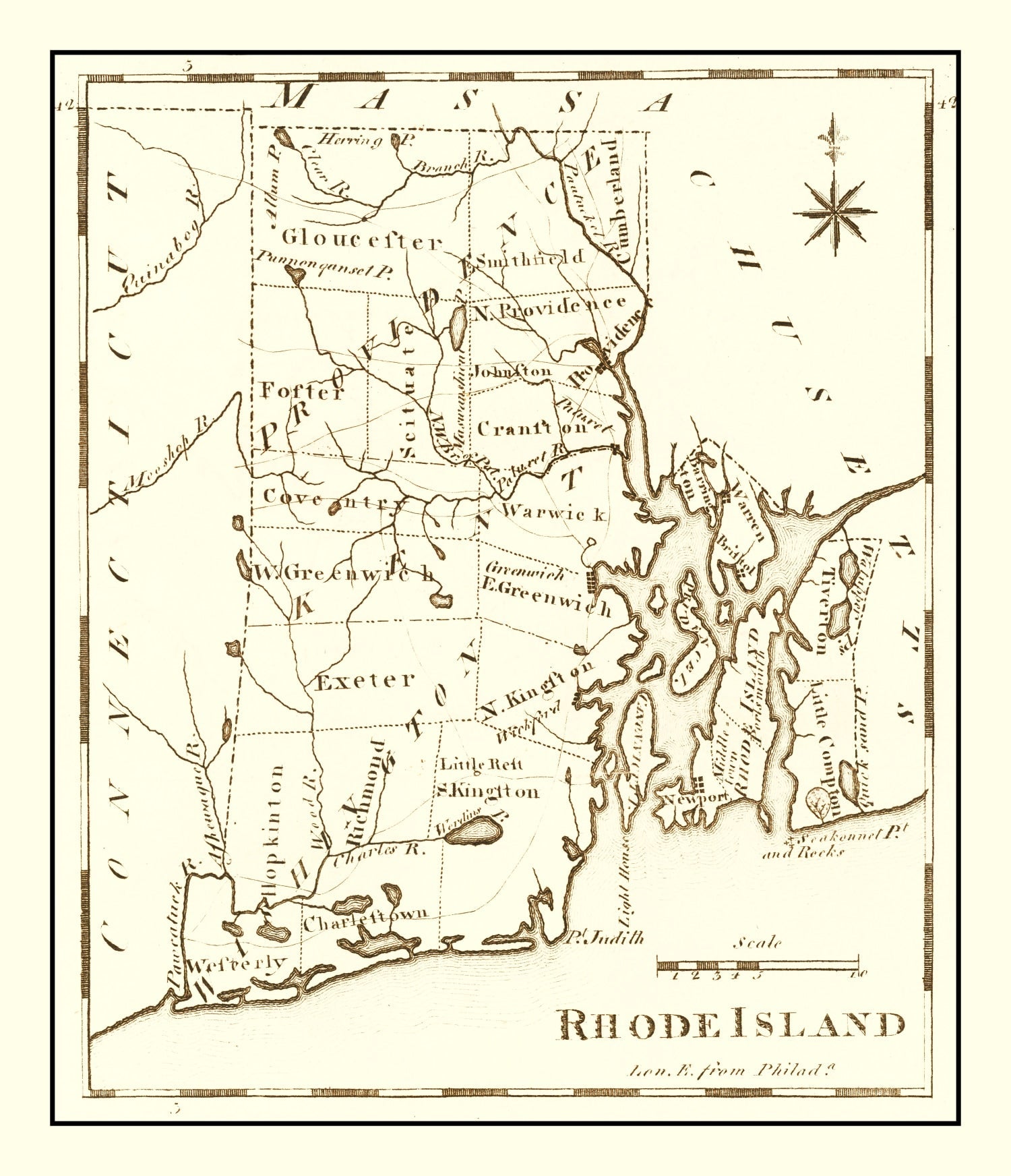 Vintage Map of Rhode Island 1795