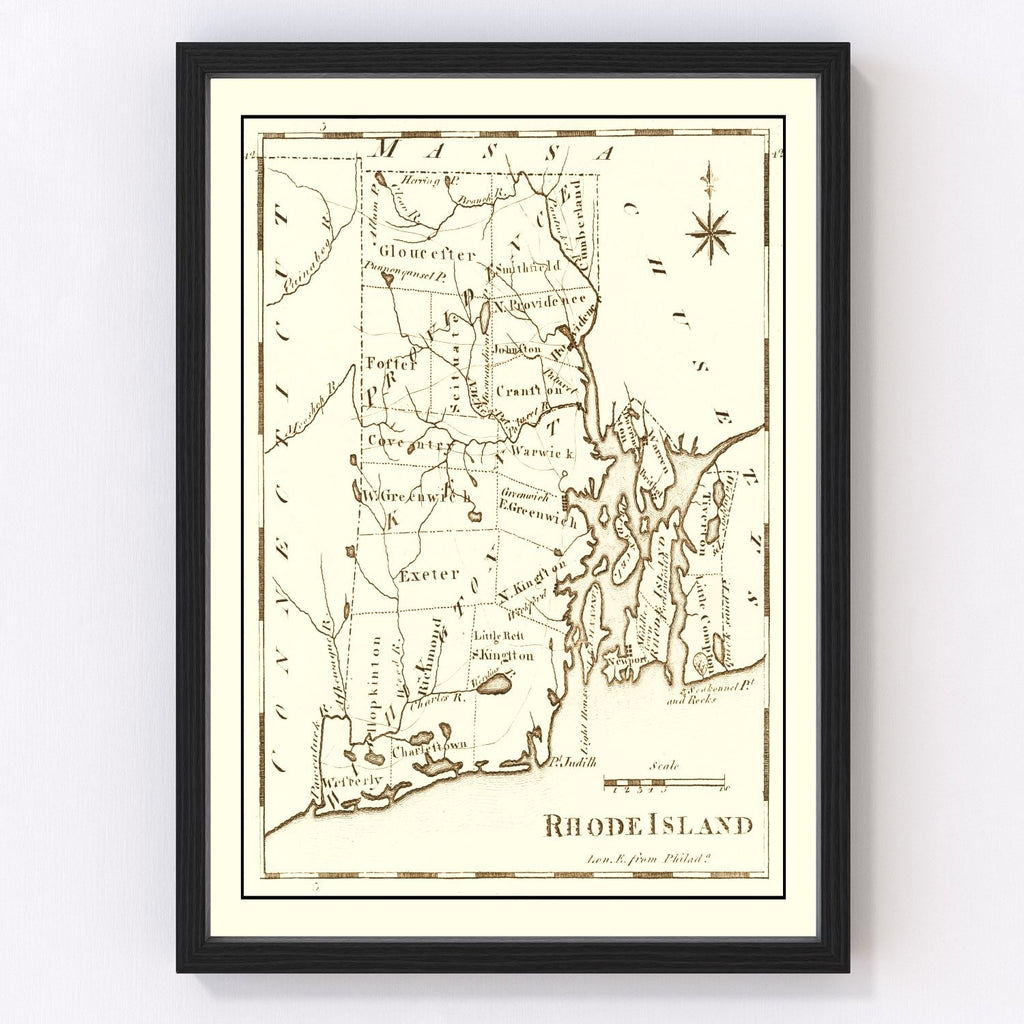 Vintage Map of Rhode Island 1795