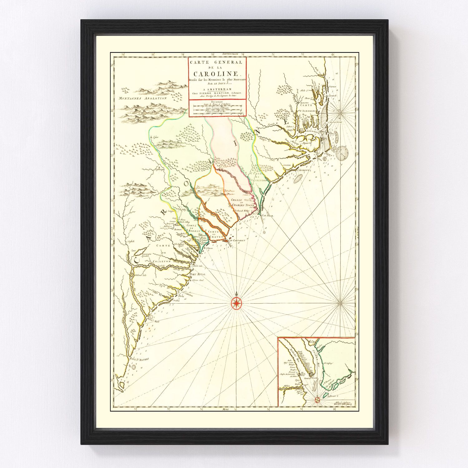 Vintage Map of South Carolina 1696