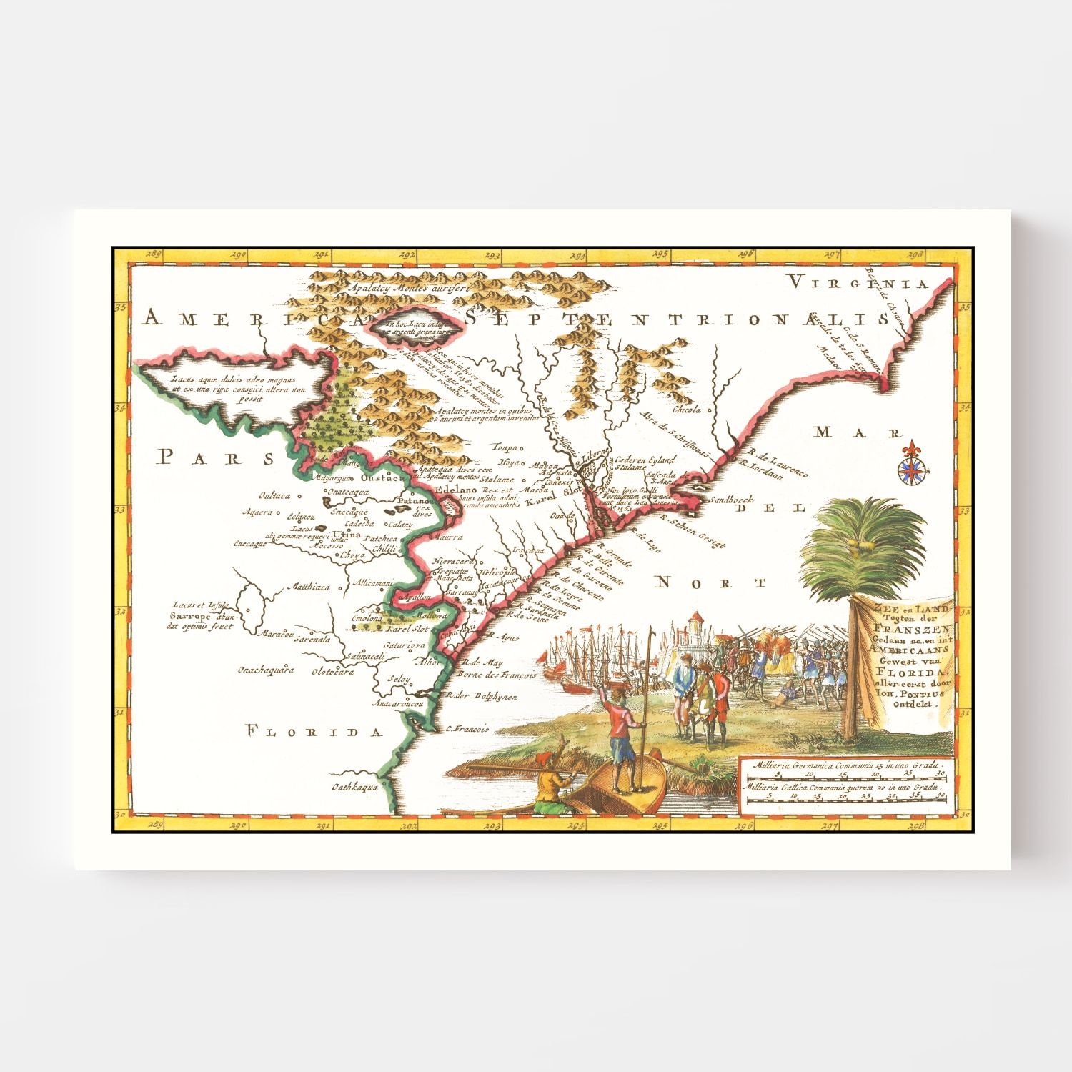 Vintage Map of South Carolina 1706