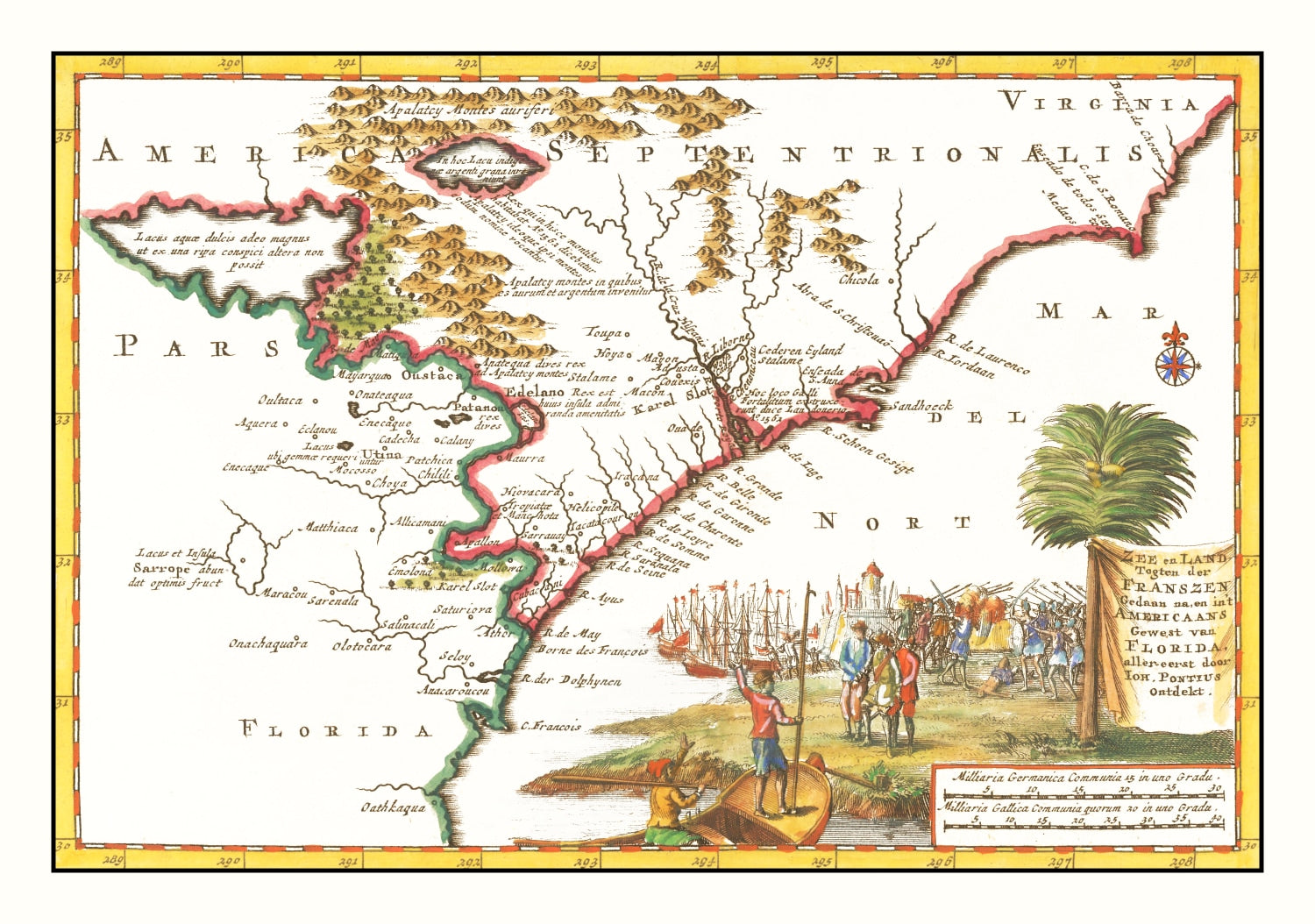 Vintage Map of South Carolina 1706