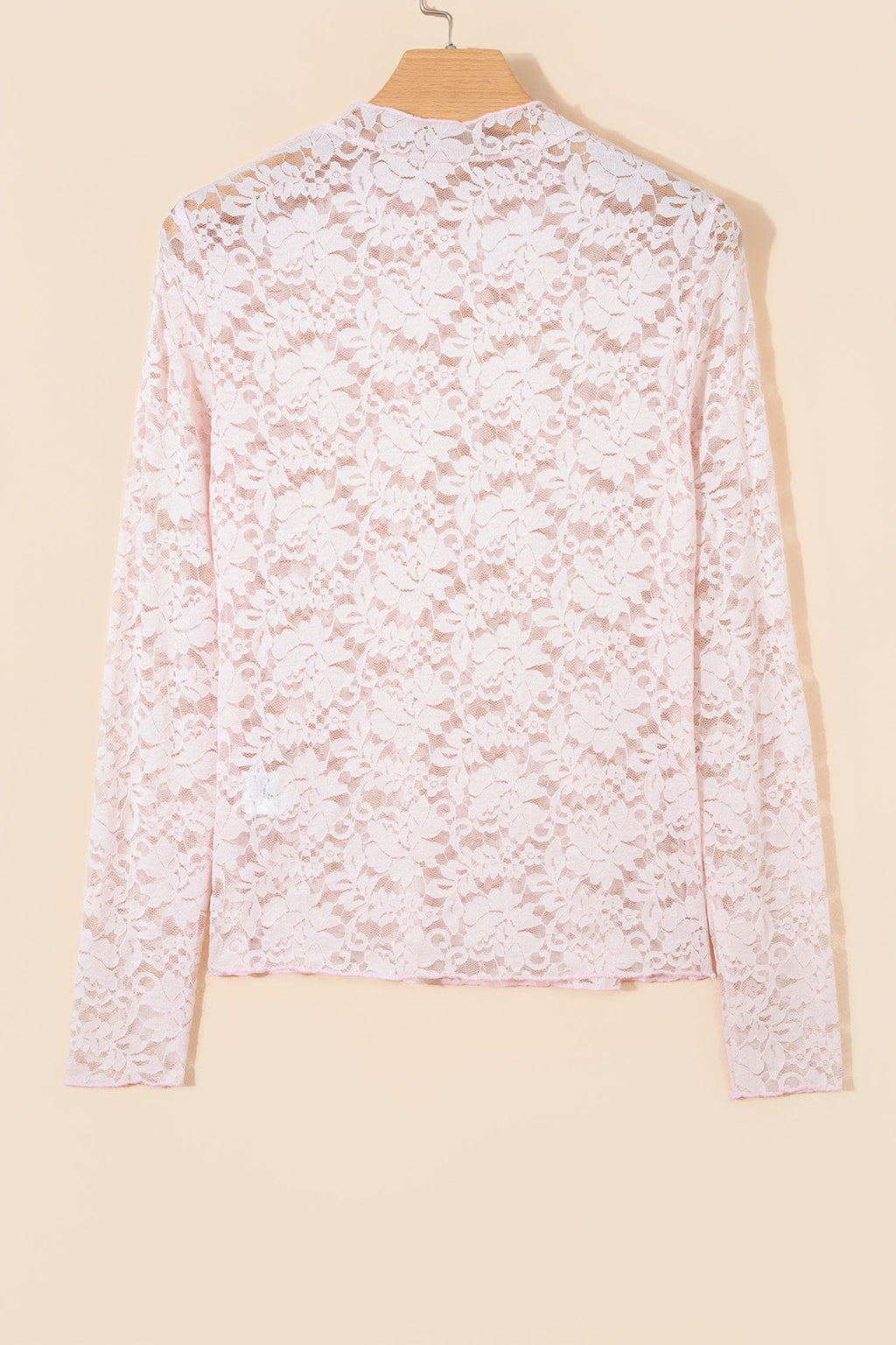 Floral Lace Long Sleeve Stand Neck Pullover Top