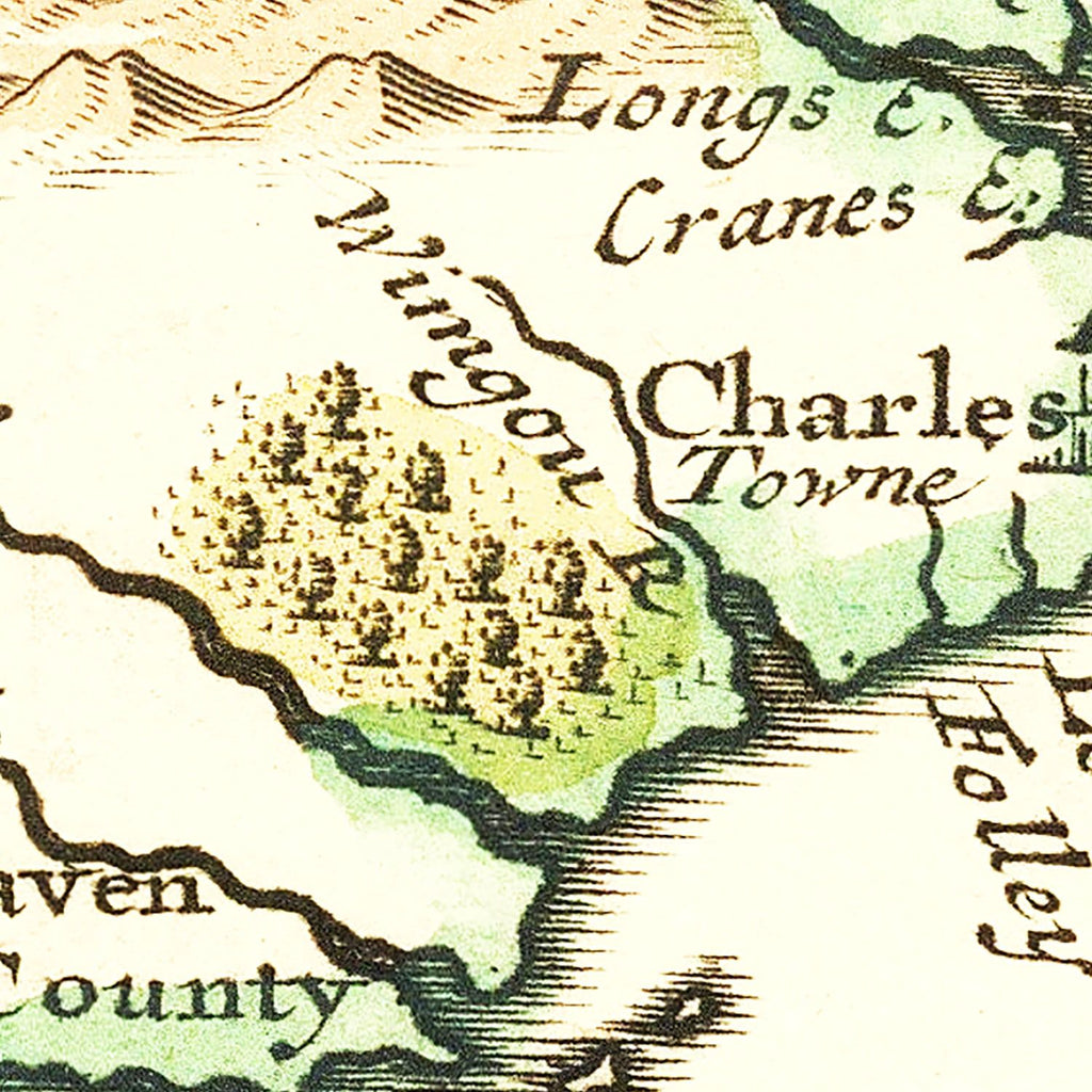 Vintage Map of South Carolina 1721