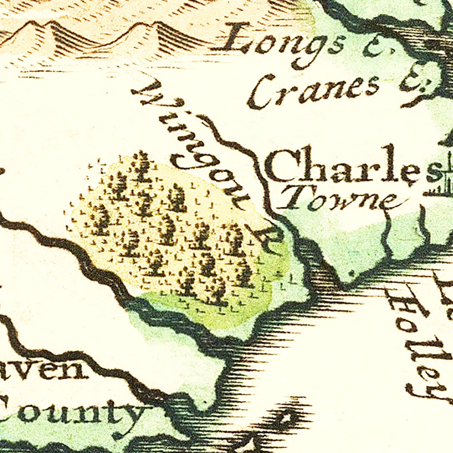 Vintage Map of South Carolina 1721