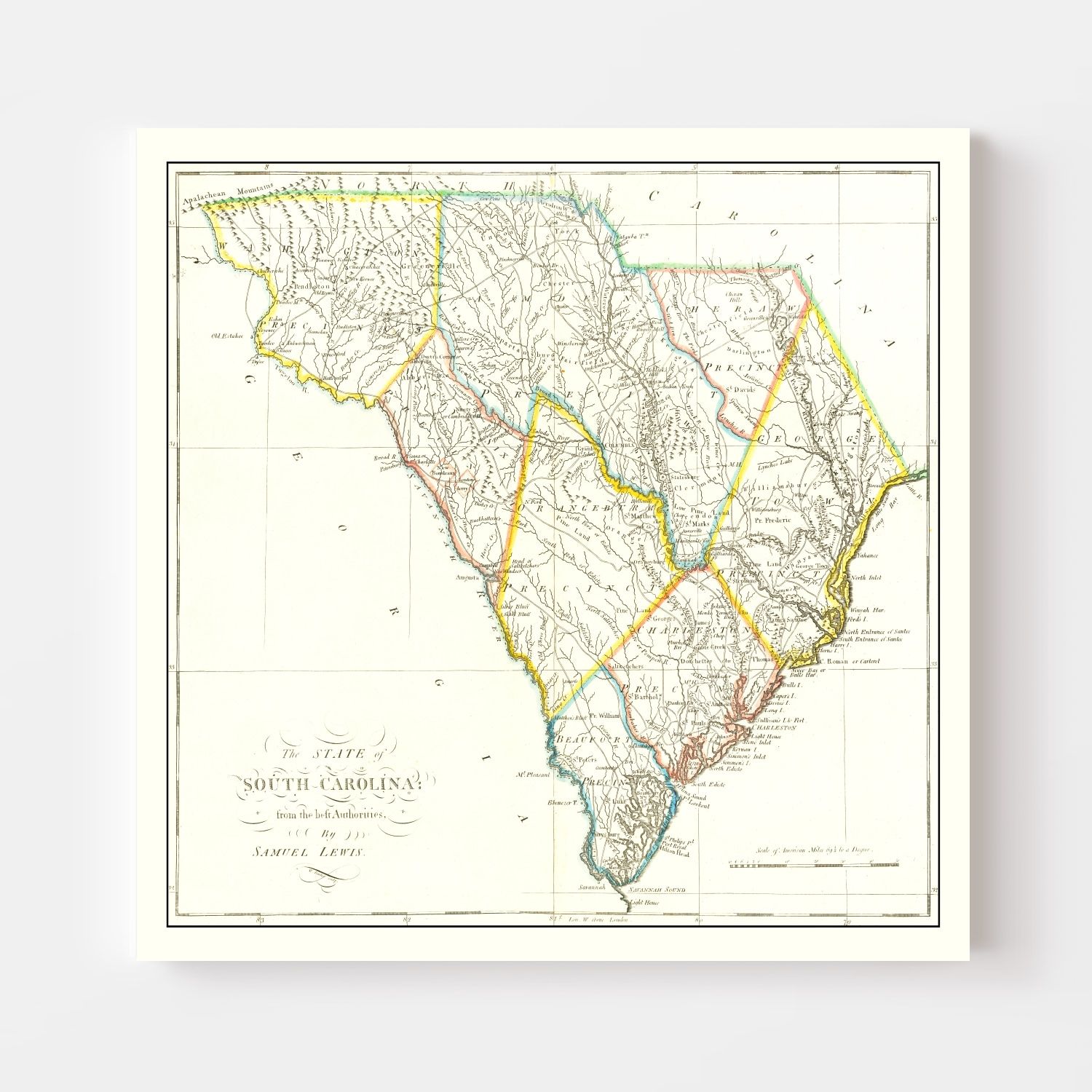 Vintage Map of South Carolina 1814