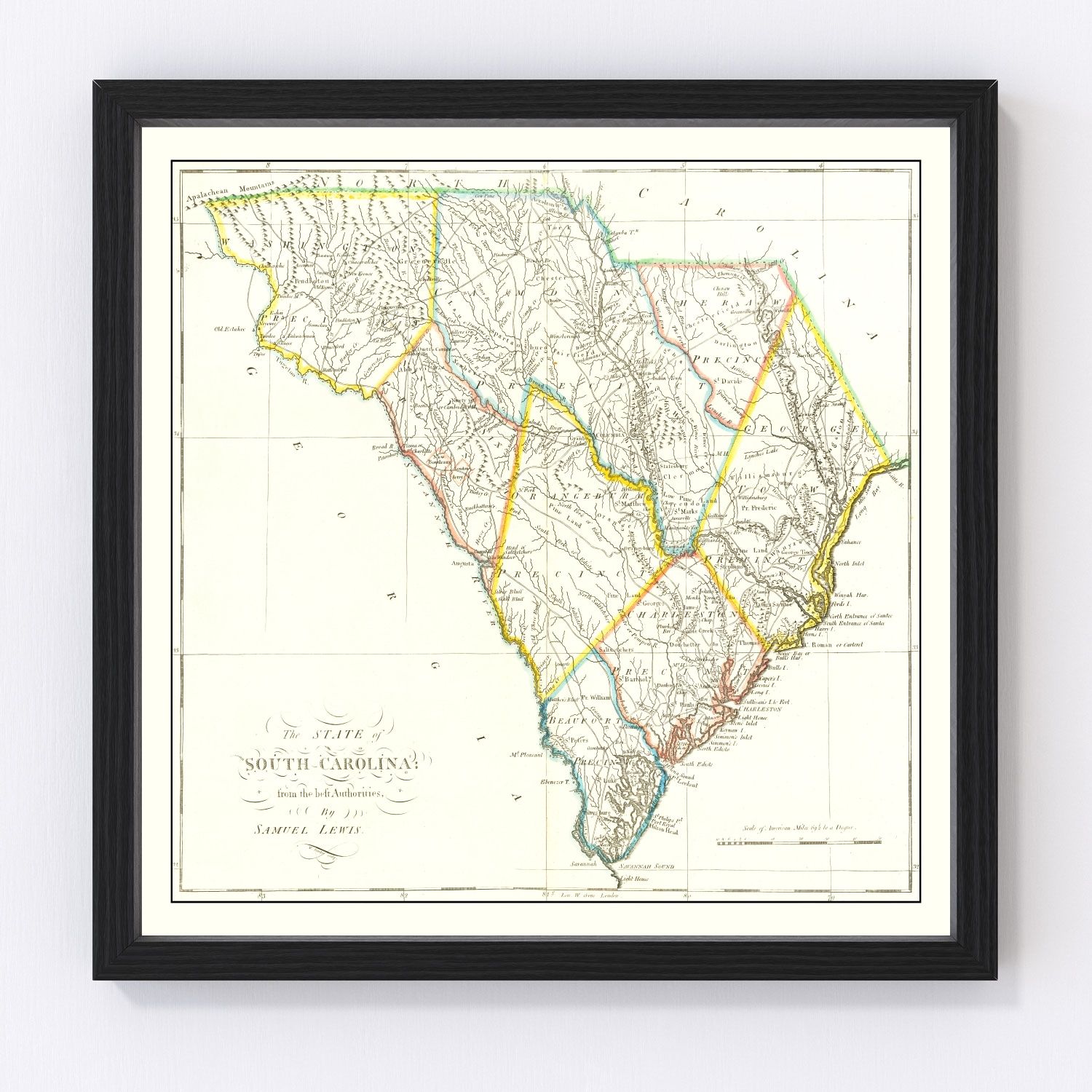 Vintage Map of South Carolina 1814