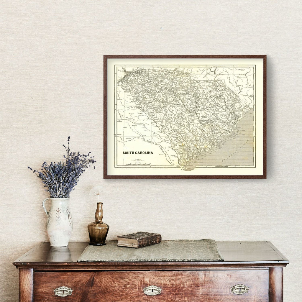 Vintage Map of South Carolina 1843