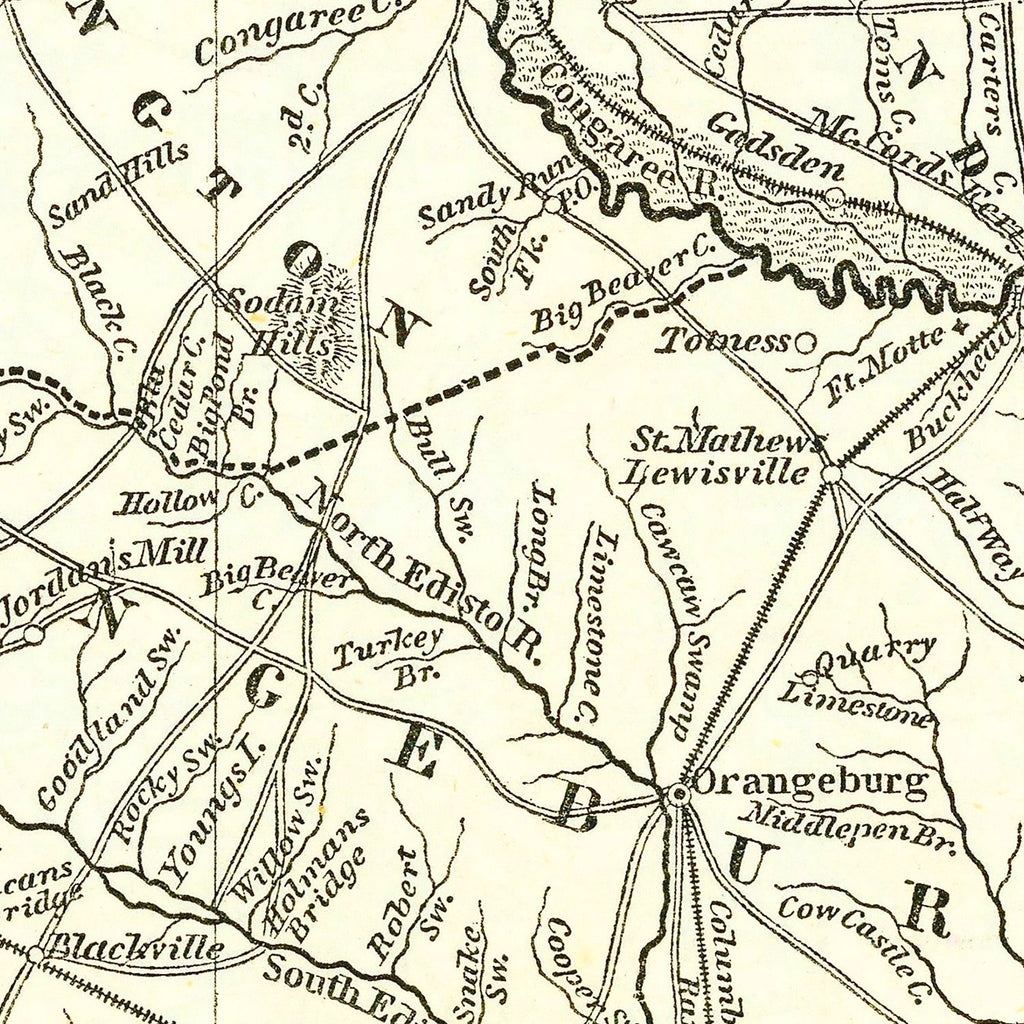 Vintage Map of South Carolina 1843