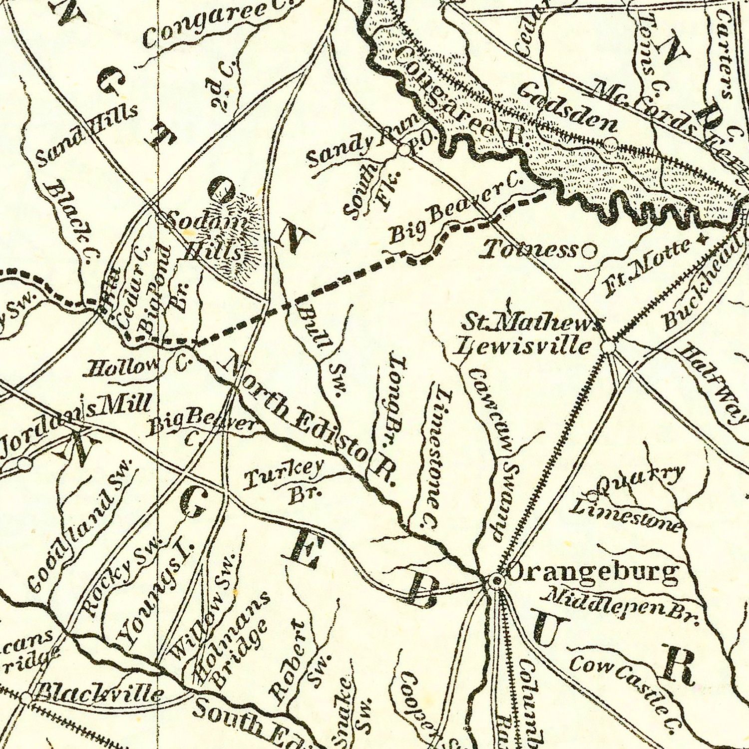Vintage Map of South Carolina 1843