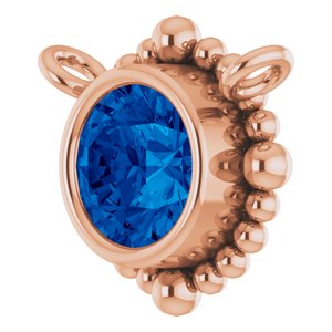 14K Rose Gold 4 mm Natural Blue Sapphire Beaded Necklace Center
