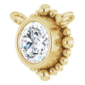 14K Yellow Gold 4 mm Natural White Sapphire Beaded Necklace Center