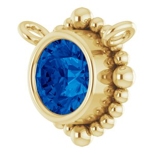 14K Yellow Gold 4 mm Natural Blue Sapphire Beaded Necklace Center