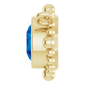 14K Yellow Gold 4 mm Natural Blue Sapphire Beaded Necklace Center