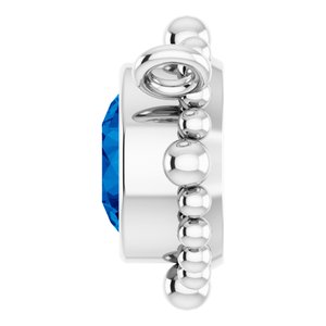 14K White Gold 4 mm Natural Blue Sapphire Beaded Necklace Center