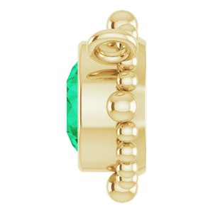 14K Yellow Gold 4 mm Natural Emerald Beaded Necklace Center