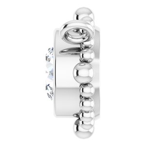 14K White Gold 4 mm Natural White Sapphire Beaded Necklace Center