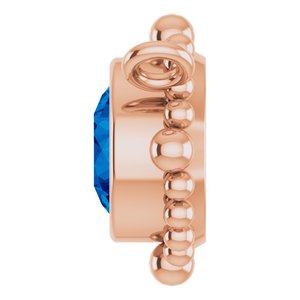 14K Rose Gold 4 mm Natural Blue Sapphire Beaded Necklace Center