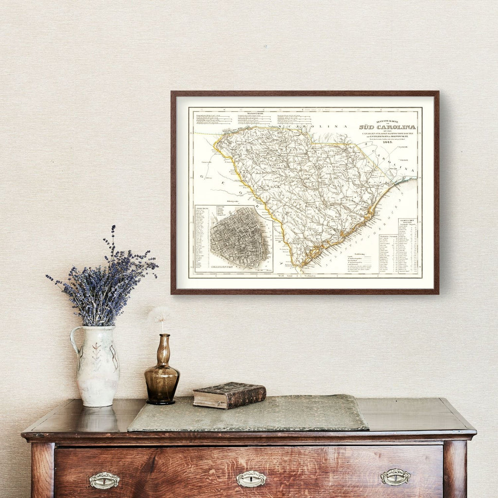 Vintage Map of South Carolina 1845