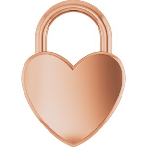 14K Rose Gold Engravable Heart Lock Pendant