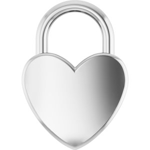 14K White Gold Engravable Heart Lock Pendant