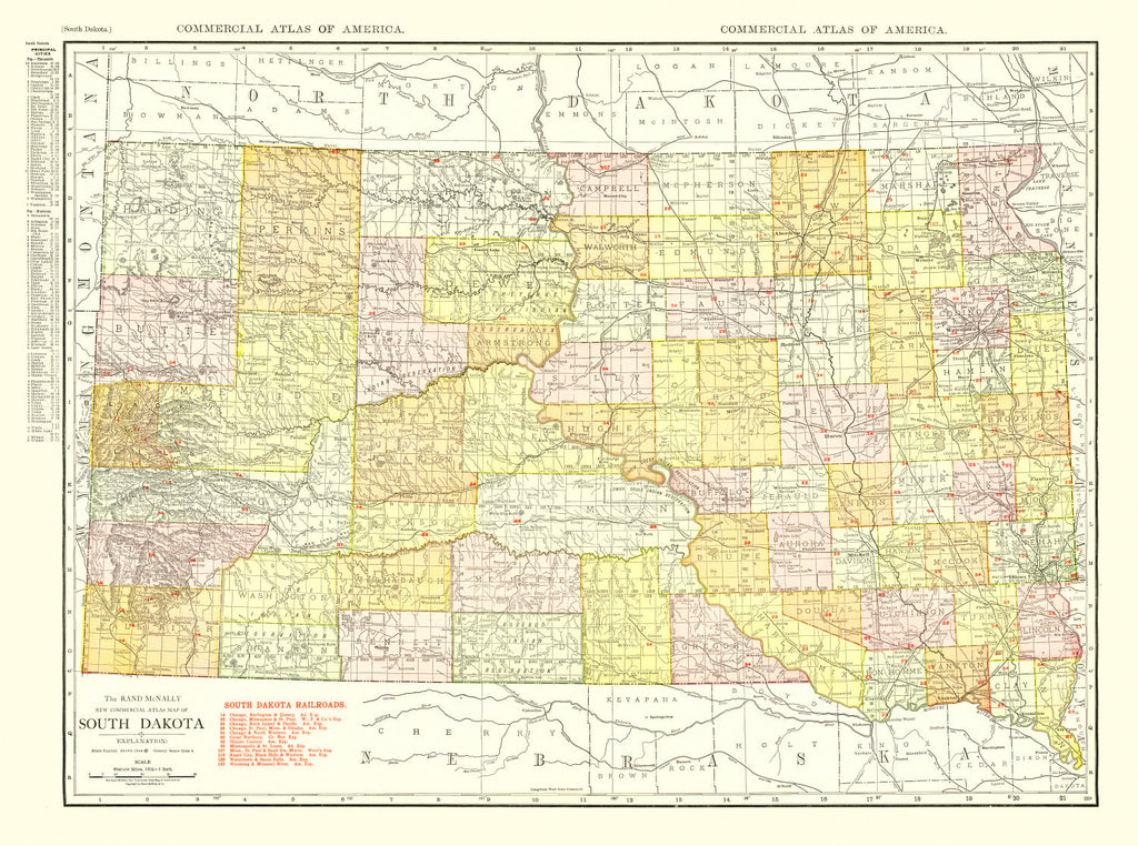 Vintage Map of South Dakota 1917