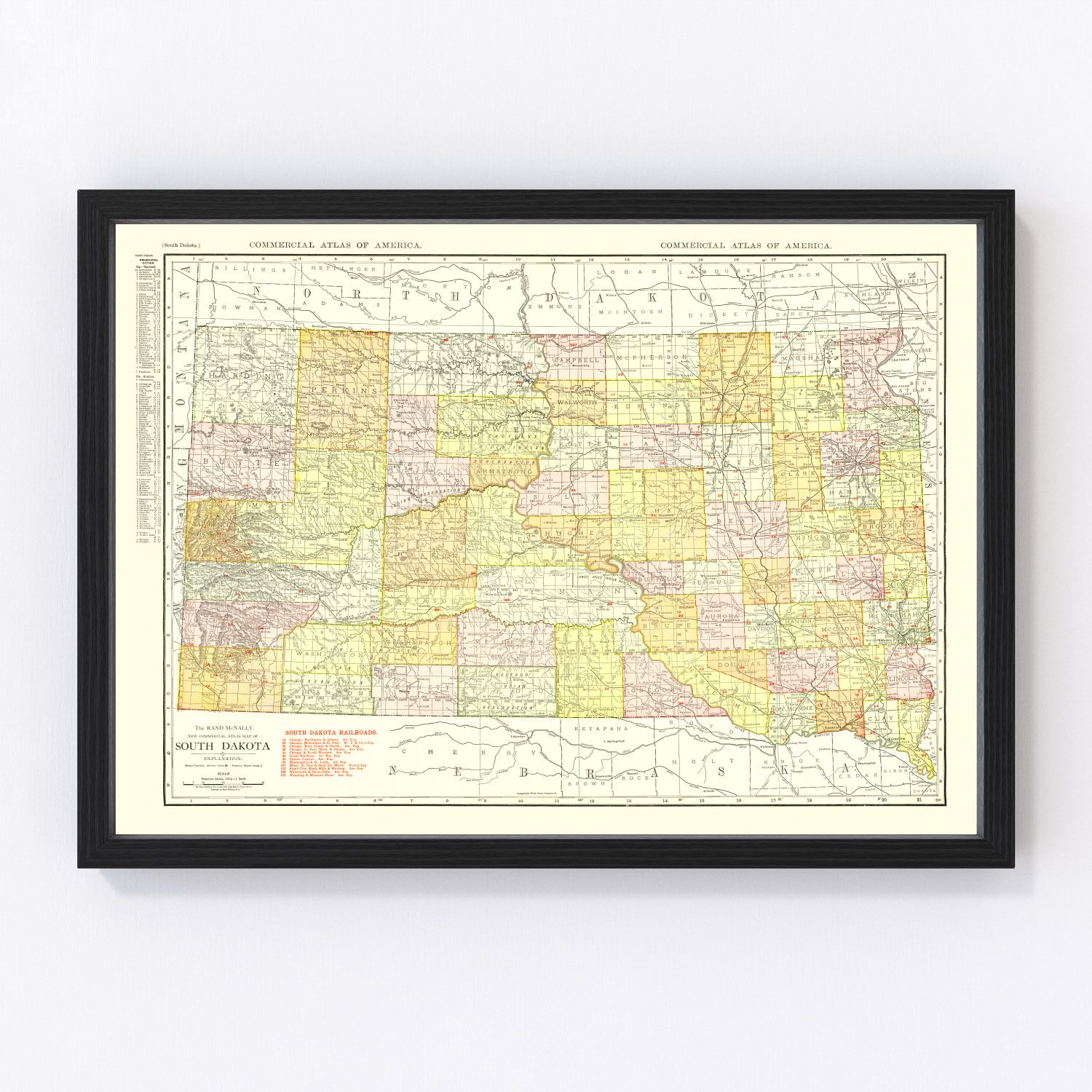 Vintage Map of South Dakota 1917