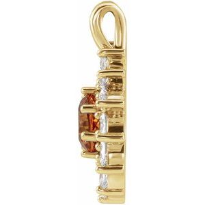 14K Yellow Gold Natural Citrine & 1/2 CTW Natural Diamond Halo-Style Pendant