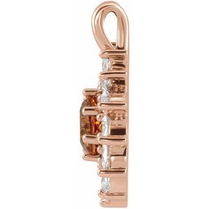 14K Rose Gold Natural Citrine & 1/2 CTW Natural Diamond Halo-Style Pendant