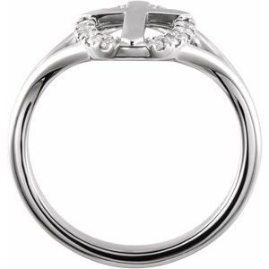 14K White Gold 1/5 CTW Natural Diamond French-Set Halo-Style Cross Ring