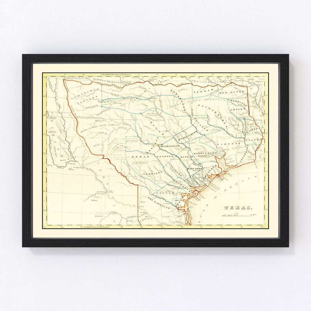 Vintage Map of Texas 1835