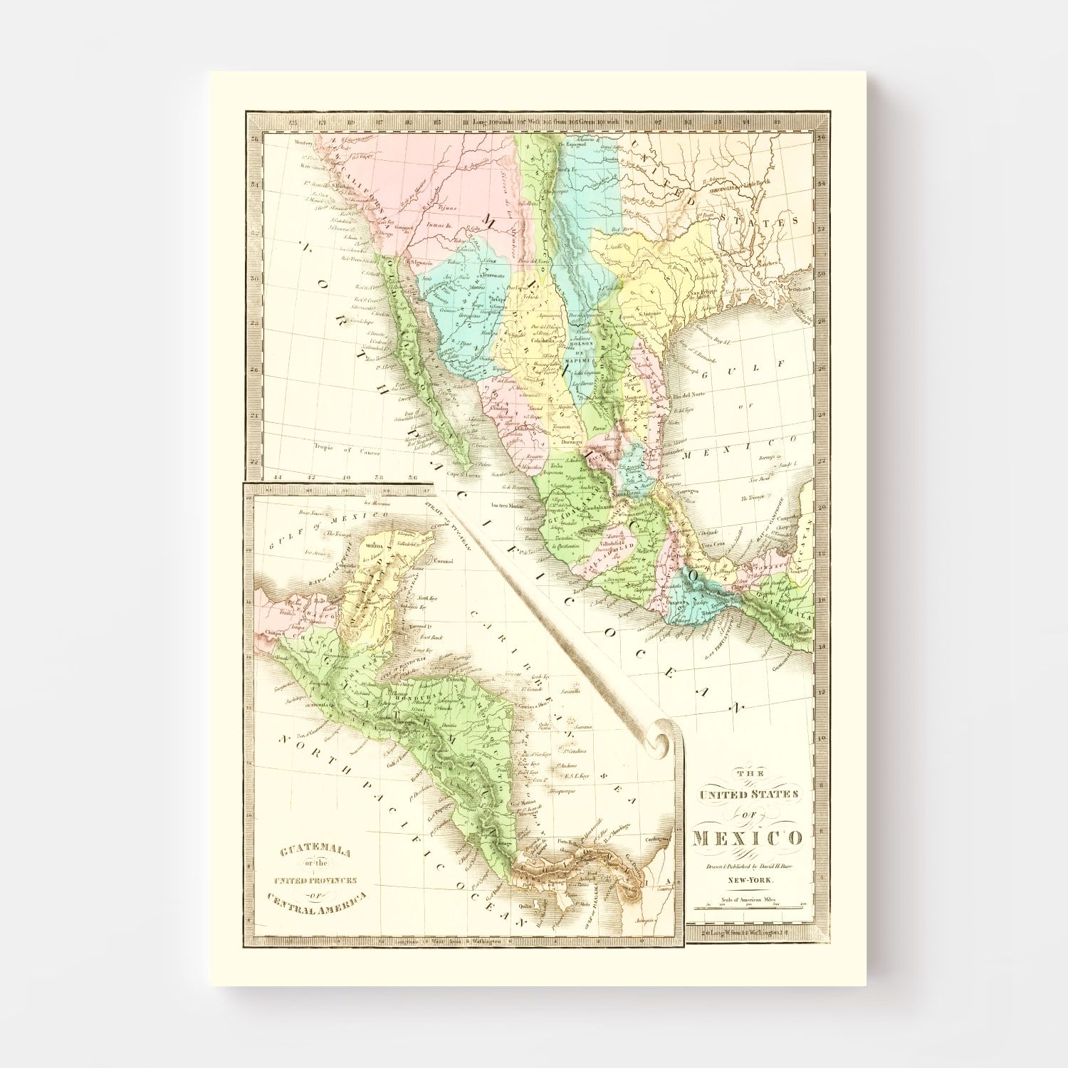 Vintage Map of Texas 1836